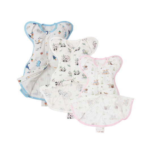 NB, S, M, L - Boy Design / BUTTON Swaddle Sack/2 Ways Zipper & Leg Freedom (Four Sizes)