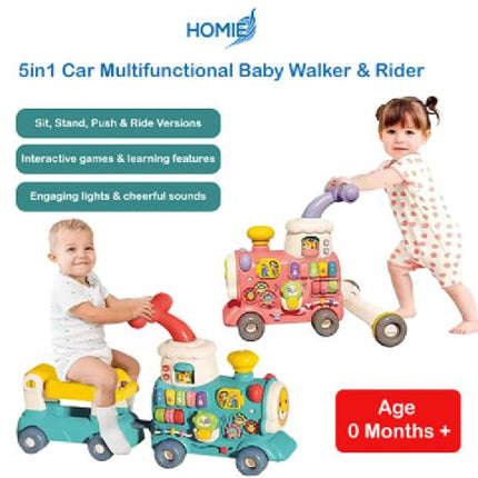 5-in-1 Car Multifunctional Baby Walker & Rider 【GREEN color】