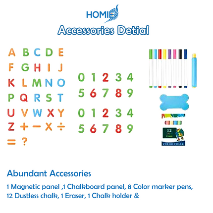Double-Faced Drawing Board (2in1 Study Art Painting)2 Sides Chalkboard and Magnetic Whiteboard
