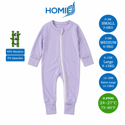 (C) Bamboo Long Sleeve Zipper Sleepsuit/Baby Romper