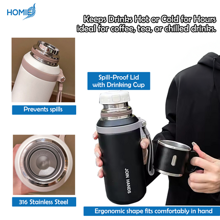 316 Stainless Steel Water & Insulated Bottle (Dual-Use for Hot & Cold)