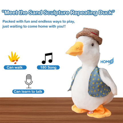HOMIE Talking Duck with Hat – Singing, Walking & Repeating Duck/ Interactive Move Walk Learn to Talk