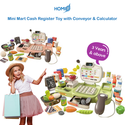 Mini Mart Cash Register Toy with Conveyor & Calculator