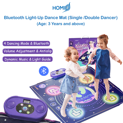 Bluetooth Light-Up Music Dance Foldable Mat (Single / Double Dancer Player) Step jump Piano Drum Mode