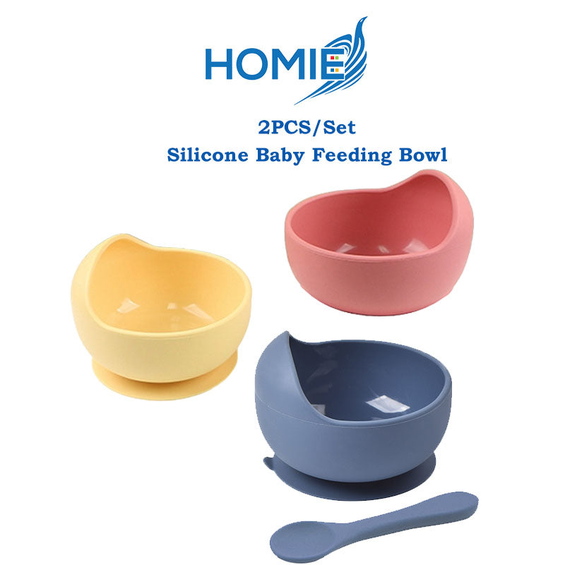 2PCS/Set Silicone Baby Bowl Food Grade Silicone Feeding Tableware