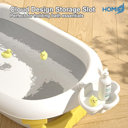 Cloud Foldable Thermometer Bathtub with Bath Rack
