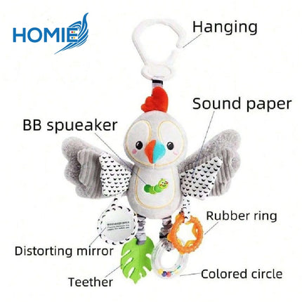 Hanging Rattle Toy for Car Seat, Crib,& Stroller–Baby Soothing Plush Mobile 0-12 Months