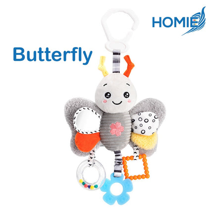 Hanging Rattle Toy for Car Seat, Crib,& Stroller–Baby Soothing Plush Mobile 0-12 Months