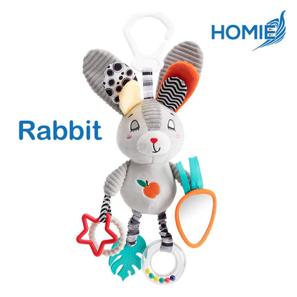 Hanging Rattle Toy for Car Seat, Crib,& Stroller–Baby Soothing Plush Mobile 0-12 Months