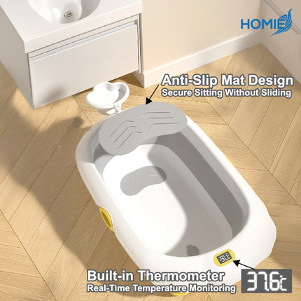 Cloud Foldable Thermometer Bathtub with Bath Rack