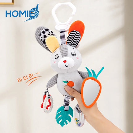 Hanging Rattle Toy for Car Seat, Crib,& Stroller–Baby Soothing Plush Mobile 0-12 Months