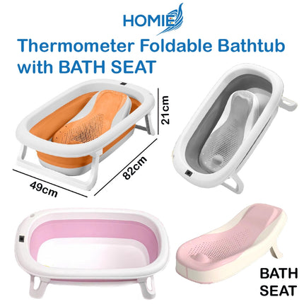 Cloud Foldable Thermometer Bathtub with Bath Rack
