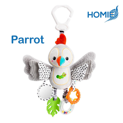 Hanging Rattle Toy for Car Seat, Crib,& Stroller–Baby Soothing Plush Mobile 0-12 Months