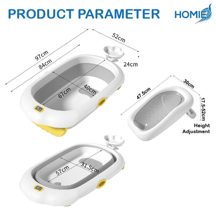 Cloud Foldable Thermometer Bathtub with Bath Rack