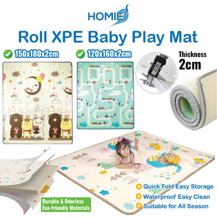 Foldable or Roll XPE Baby Play Mat / Double Side Crawling Sleeping Large Waterproof Playmat