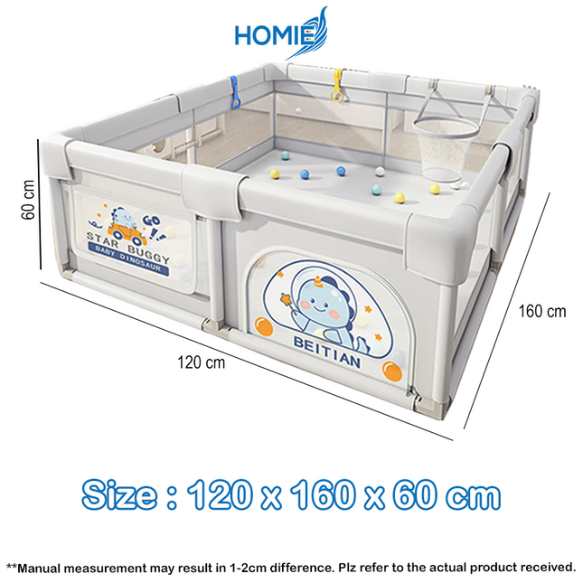 Grey DINO Indoor Baby Playpen Fence (4 Sizes)