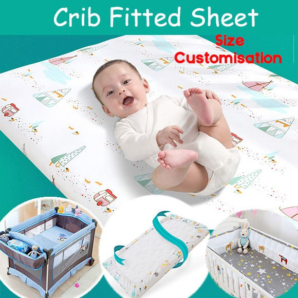 *Size Customisation * Crib Bedsheets/Infant Crib Bedsheet/fitted sheets/childcar