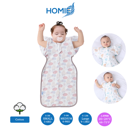 (B) 2 in 1 Transitional Swaddle Cotton & Bamboo Material