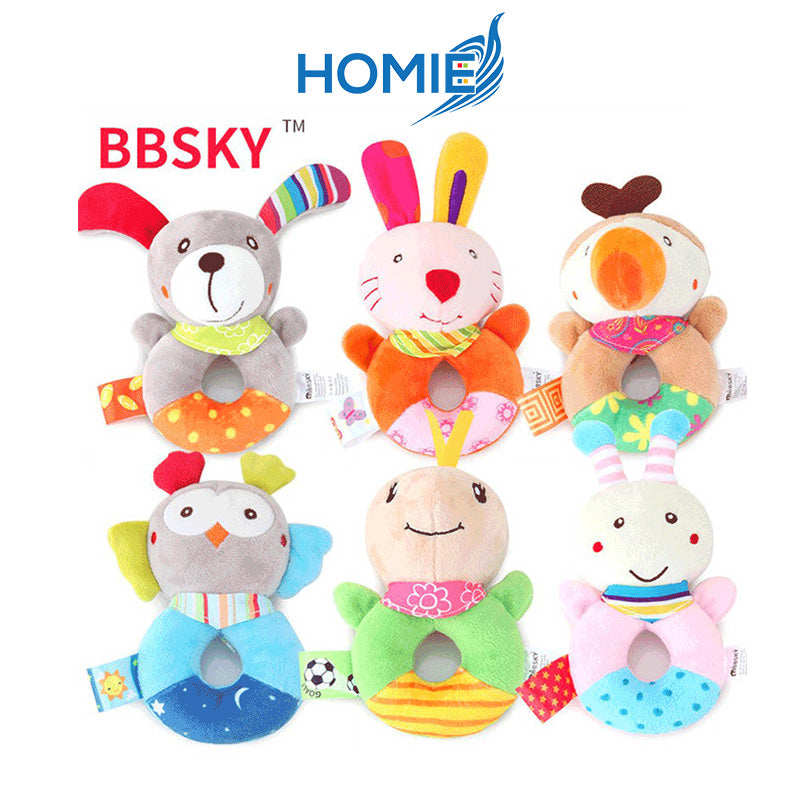 Cartoon Animals Crib Mobile Bed Bell Toys Baby Infant Toddler Baby Plush Rattle Plush Soft Rattles Toy Gift