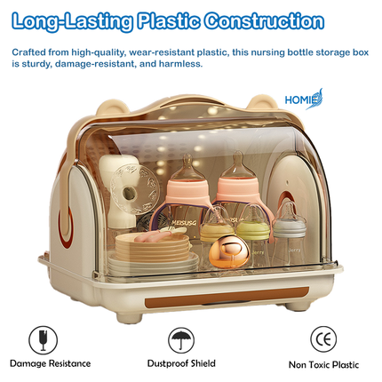 Milk Bottle & Feeding Storage Organizer with Dustproof Lid