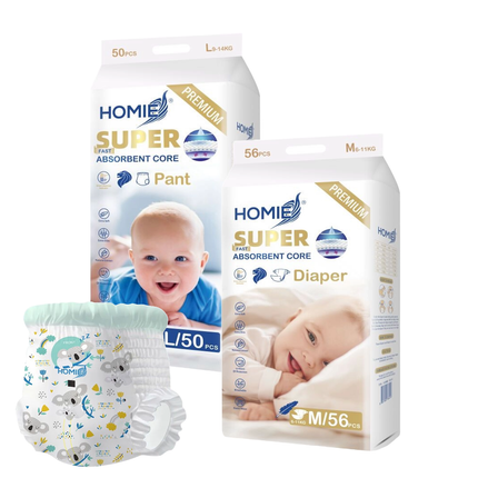 1Pack HOMIE PREMIUM Super Absorbent Core Baby DIAPER/PANT/12H Protection/Soft & Breathable