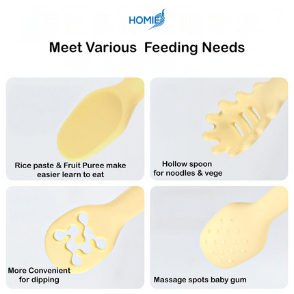 Silicone Baby Training Self-Feeding Spoon Set (Food-Safe Silicone for 1+ Year Olds)