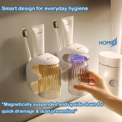 Minimalist Magnetic Wall-Mounted Toothbrush Cup Set / Magnet Cups Holder