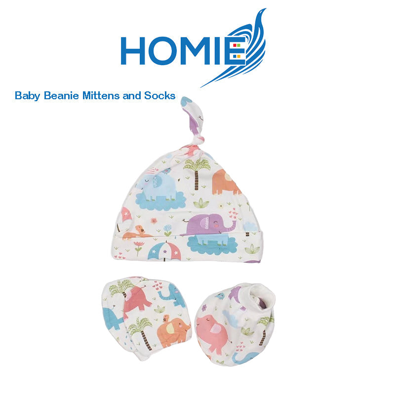 3in1 HOMIE Bamboo Unisex Baby Hats Mittens and Socks