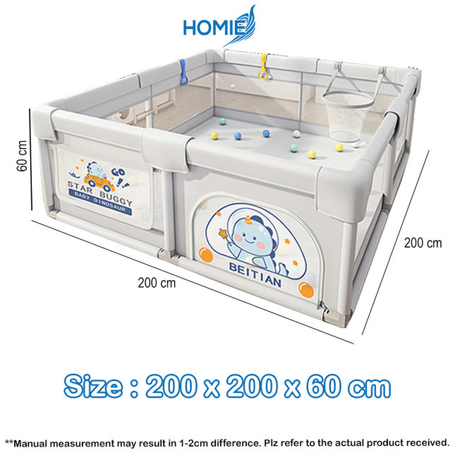 Grey DINO Indoor Baby Playpen Fence (4 Sizes)