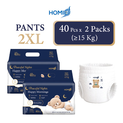 Bundle of 2 HOMIE Peaceful Nights Happy Mornings Premium Diaper & Pants