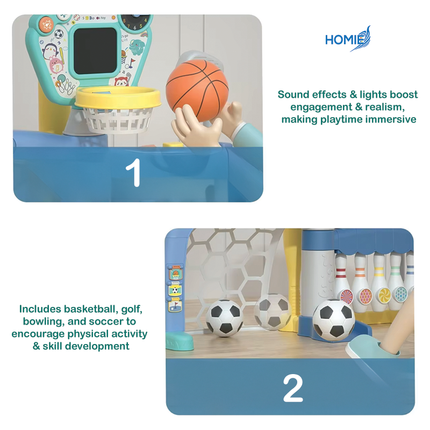 5in1 Sports Adventure Playset (Soccer, Basketball, Bowling, Golf, Baseball)