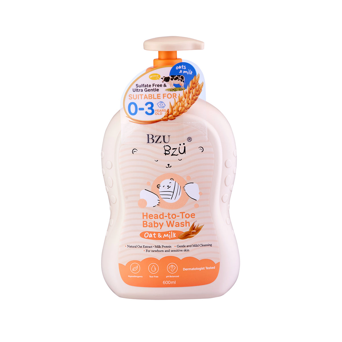 BZU BZU Head to Toe Baby Wash and Shampoo Oat & Milk Bundle Deal, 600ml | Designed for Newborn & Sensitive Skin