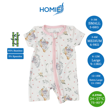 Bamboo Short Sleeve with ZIPPER Sleepsuit/Baby Rompers 2026