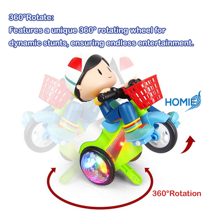 Stunt Bicycle 360 Degree Electric Rotating Lighting & Music/Dancing Bike Tricycle Stunning Sounds