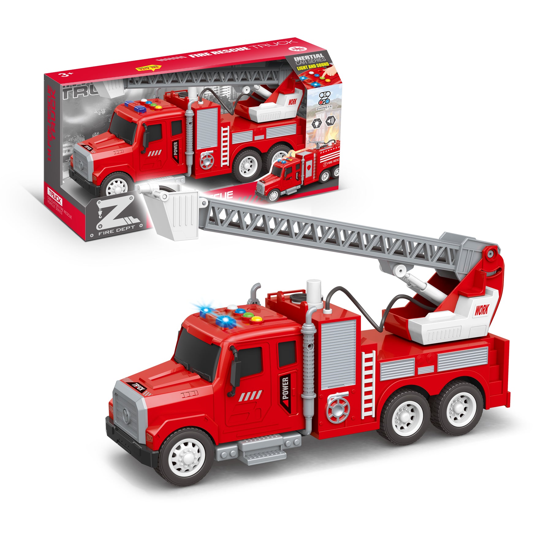 kids Simulation Inertia Ambulance Car Fire Brigade Fire Rescue Truck Friction Toy Vehicle Truck With Light Music