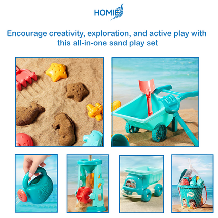 HOMIE Deluxe Sand Play Set (30pcs) – Includes Beach Bucket, Hourglass & Sand Vehicle