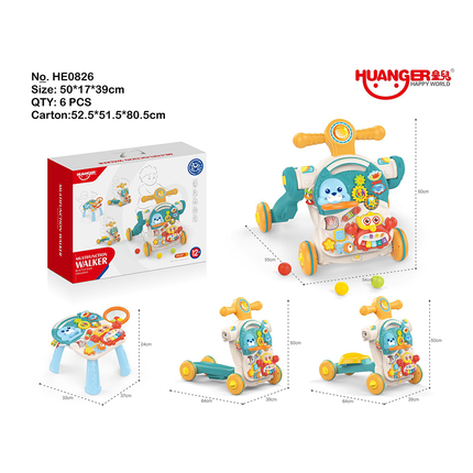 4 In 1 Walker Toy With Magnetic Drawing Board Musical Baby Rotating Walkers Toys