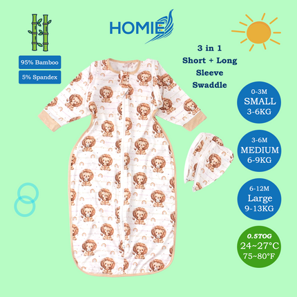 (B) 3in1 Swaddle Transitional Sleeping Bag / Ultra Soft Bamboo and Cotton Material