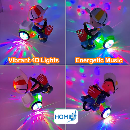 Stunt Bicycle 360 Degree Electric Rotating Lighting & Music/Dancing Bike Tricycle Stunning Sounds