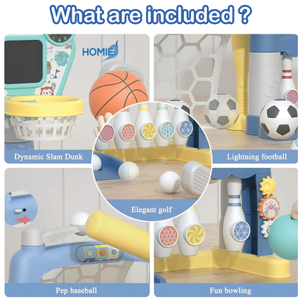5in1 Sports Adventure Playset (Soccer, Basketball, Bowling, Golf, Baseball)