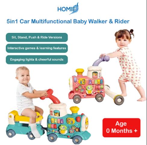 5-in-1 Car Multifunctional Baby Walker & Rider 【GREEN color】