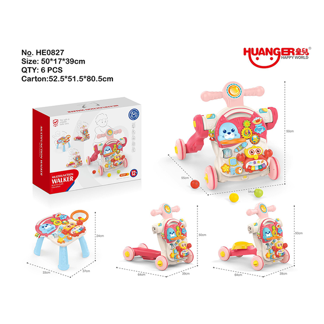 4 In 1 Walker Toy With Magnetic Drawing Board Musical Baby Rotating Walkers Toys