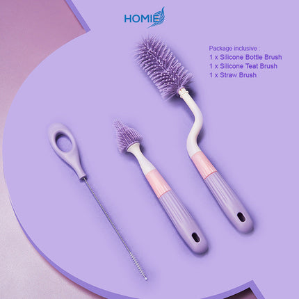 360° Silicone Baby Bottle Cleaning Brush (3in1)