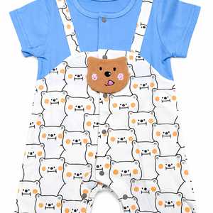 Blue Bear and Bunny Romper (Size 73, 80, 90)