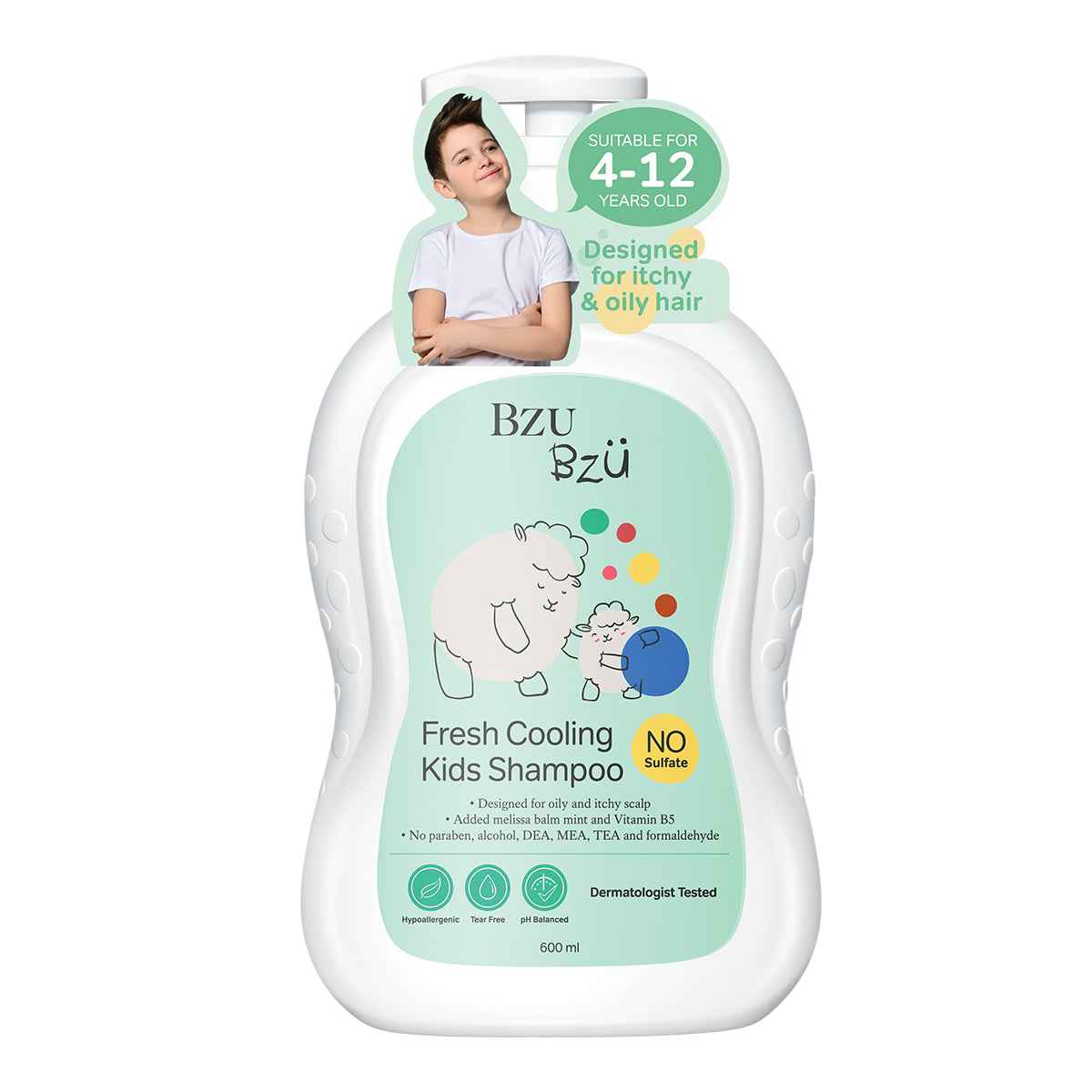 BZU BZU Fresh Cooling Kids Shampoo, 600ml | Tear-Free | Designed for Oily & Itchy Scalp