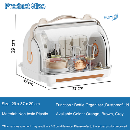 Milk Bottle & Feeding Storage Organizer with Dustproof Lid