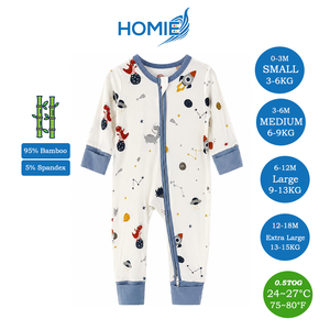 (B) Bamboo Long Sleeve Zipper Sleepsuit/Baby Romper