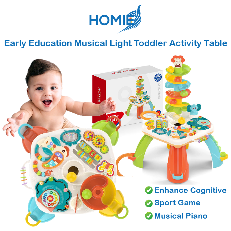 HOMIE Early Education Musical Light Toddler Activity Table/Enhance Cognitive/Sport Game/Music Piano