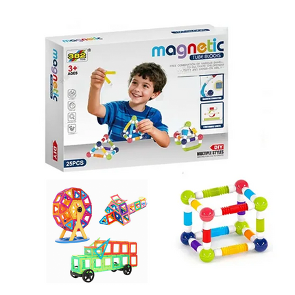 Magnetic Rod Building Blocks and Ties