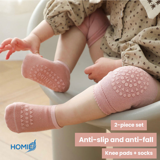 SUMMER BABY KNEE PAD AND FLOOR SOCKS SUIT combed cotton non slip crawling protector (Toddler Sports Set)